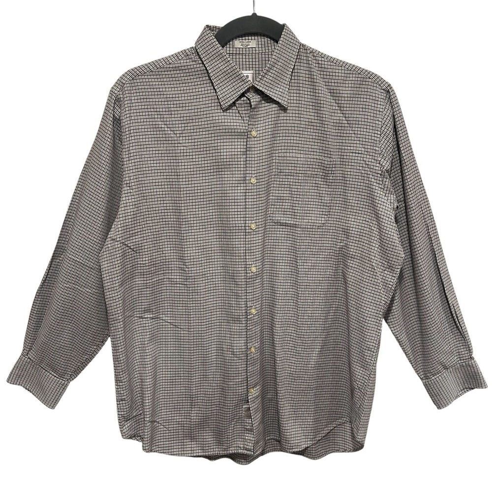 Peter Millar black & mocha Checkered button down 100% cotton long sleeves; XL